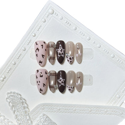 Artistic Press-On Nail Art Set with Unique Pattern Designs Acalora
