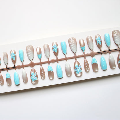 Tropical-Inspired Decorative Press-On Nail Art Acalora
