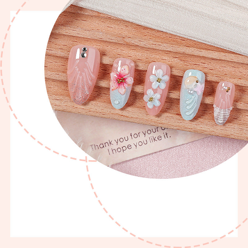 Artistic Ocean-Themed Press-On Nail Set Acalora