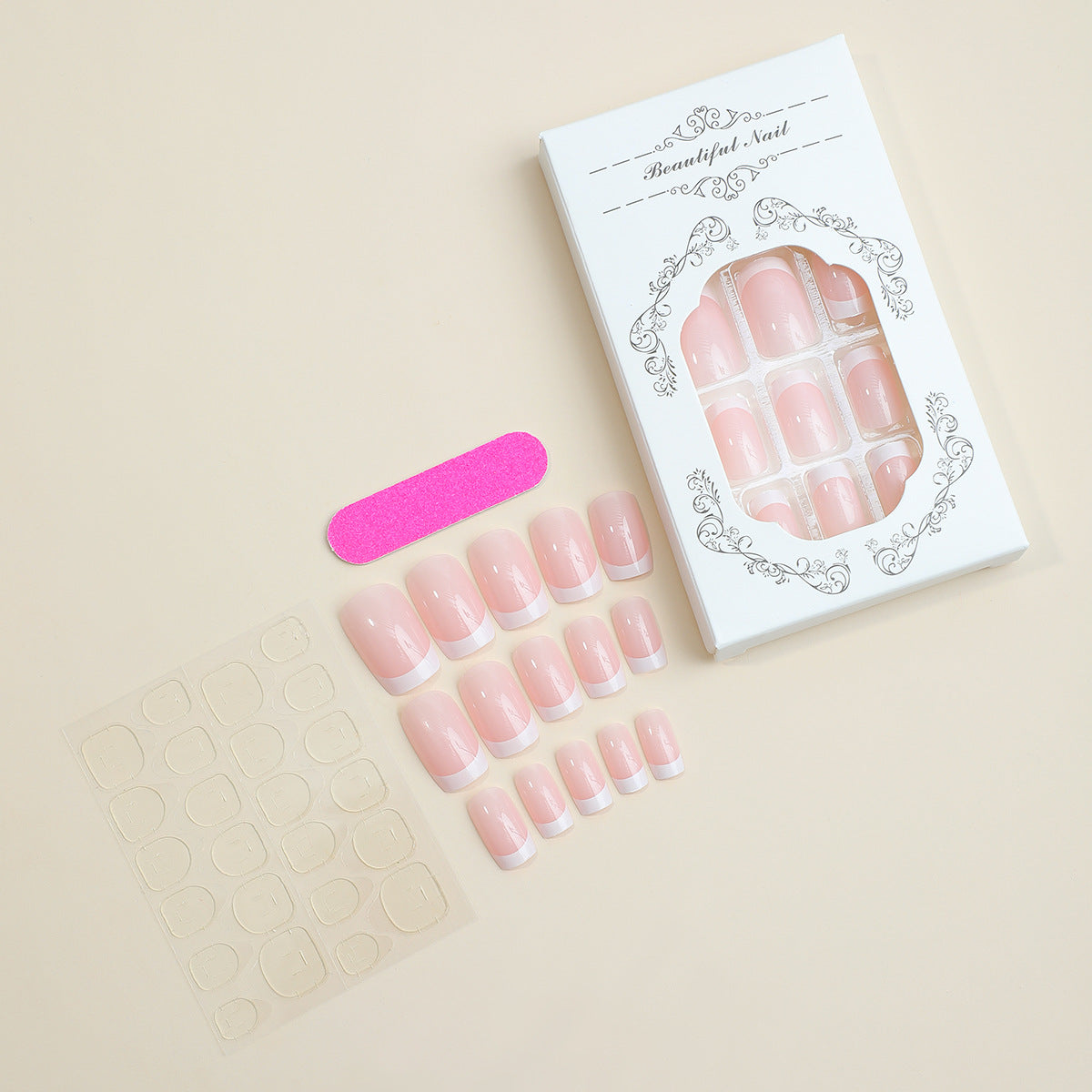 French Tip Press-On Nail Set Acalora 1788495145
