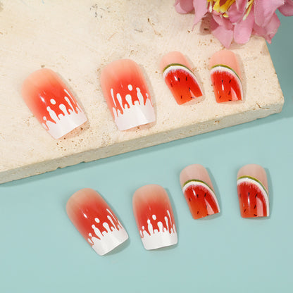 Artificial nails in stylish watermelon design Acalora