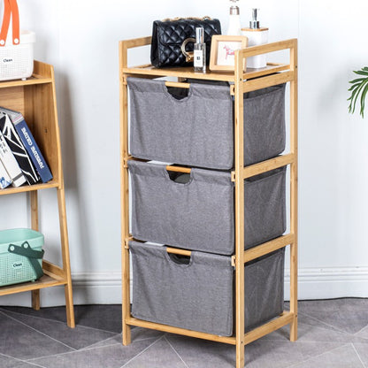 Laundry basket with bamboo frame and fabric insert Acalora