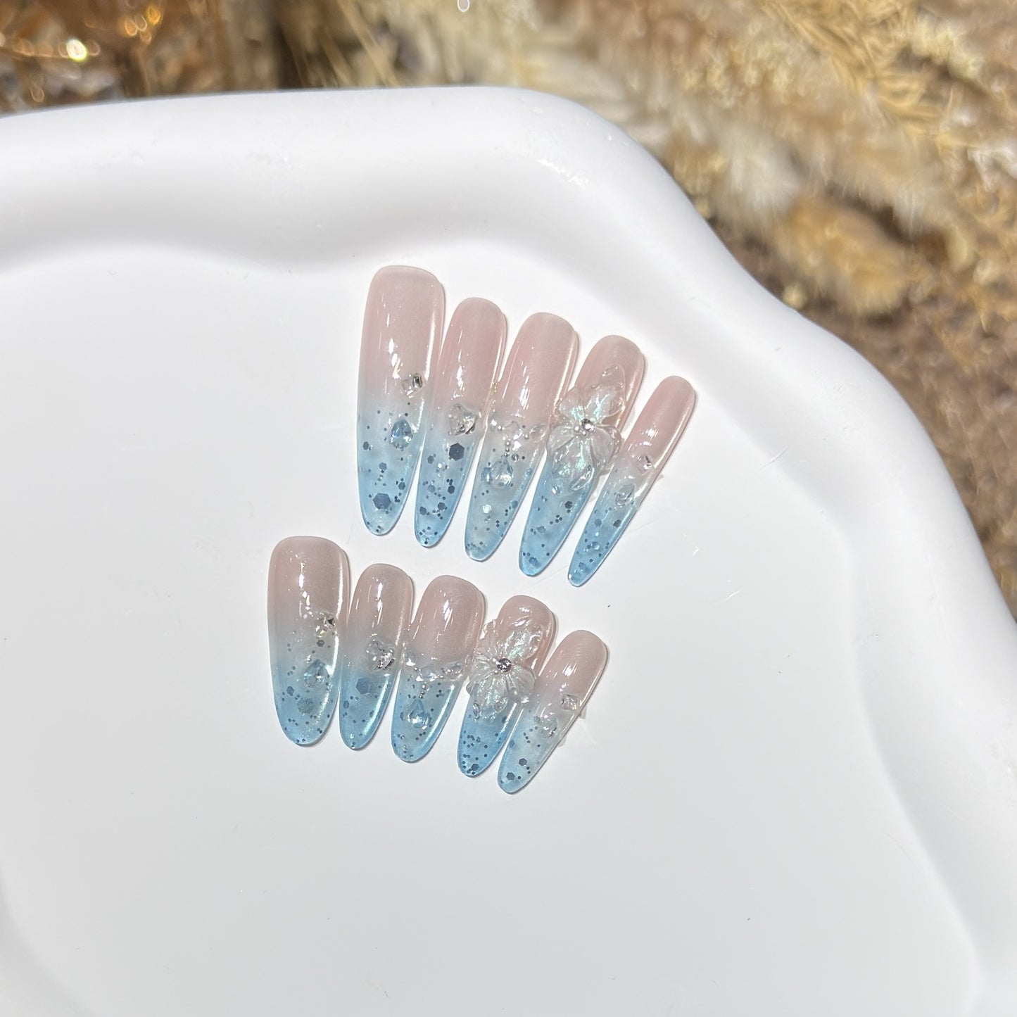 Ombre Floral Press-On Nail Art Set Acalora