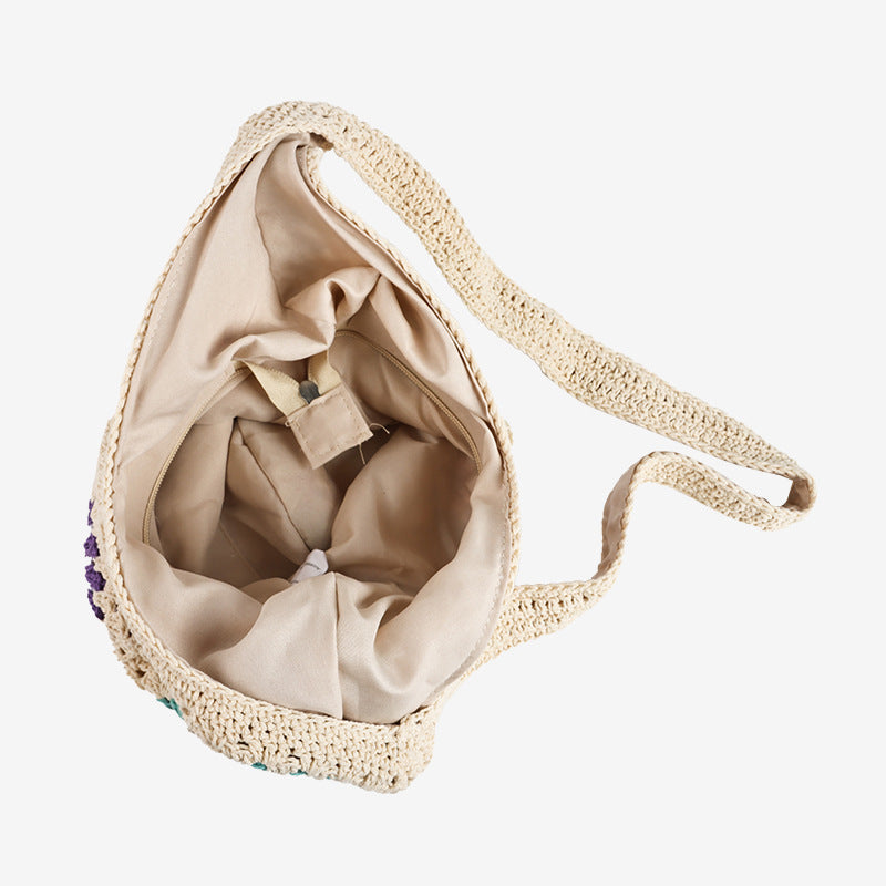 Women's handbag made of hand-knotted macrame with colorful embellishments Karnz