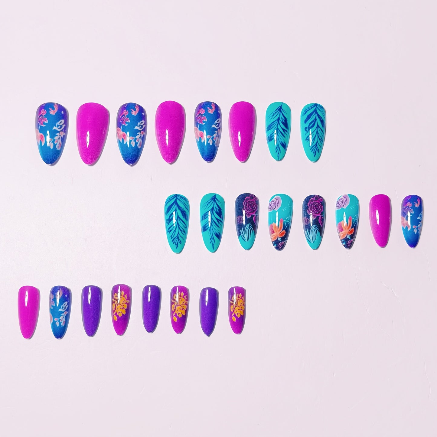 Artistic Floral Stiletto Nail Art Acalora
