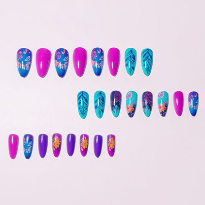 Artistic Floral Stiletto Nail Art Acalora
