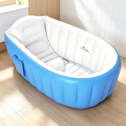 Inflatable Bathtub with Ergonomic Shape, Integrated Shelf and Compact Storage