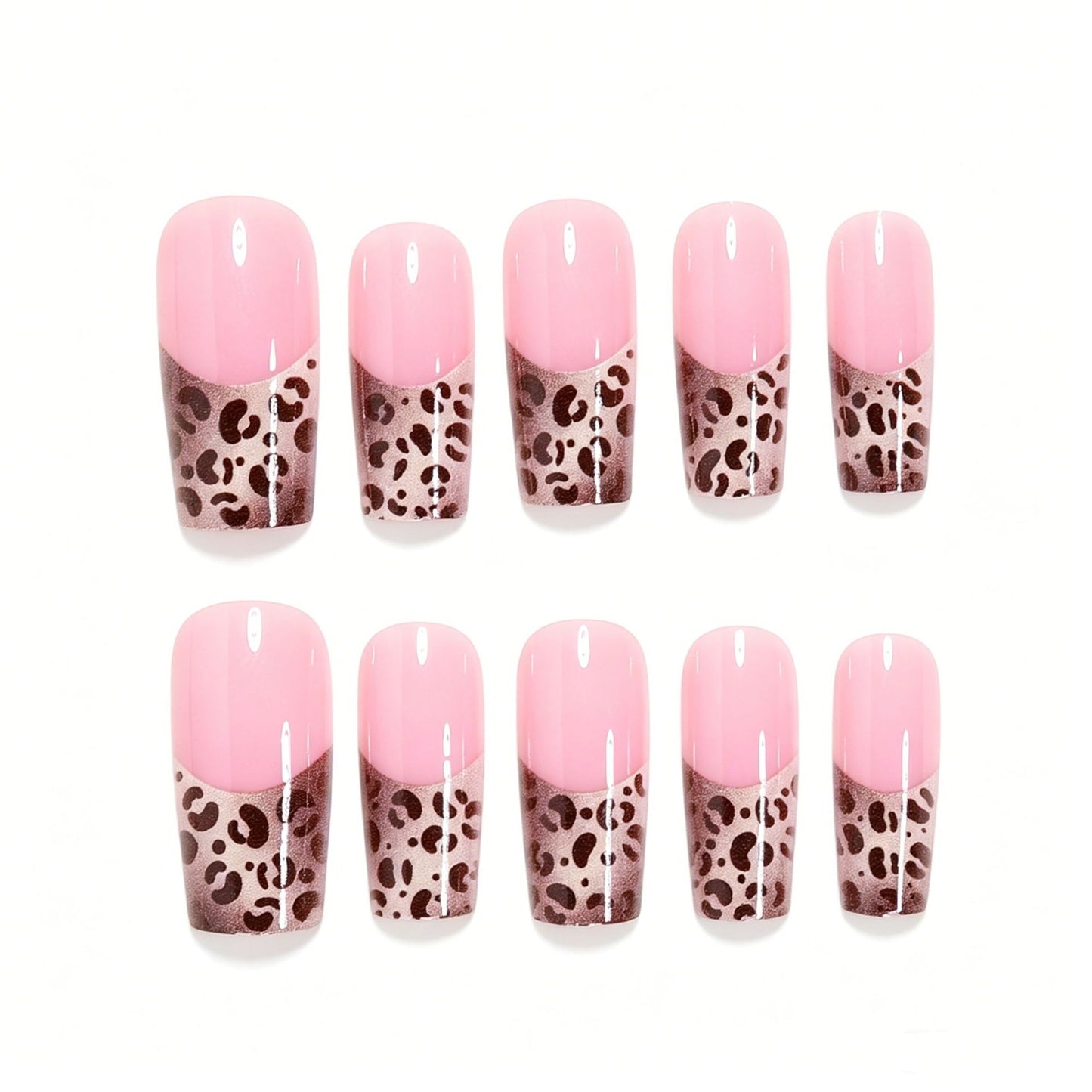 Elegant Leopard Print French Tip Press-On Nails Acalora