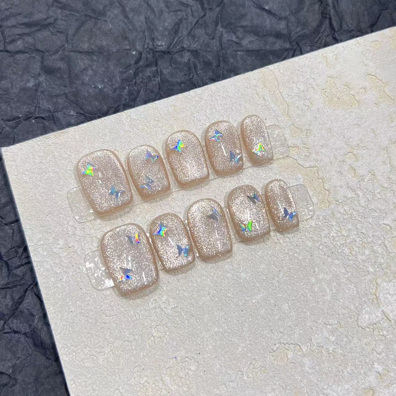 Glittering Press-On Nail Set with Star Accents Acalora