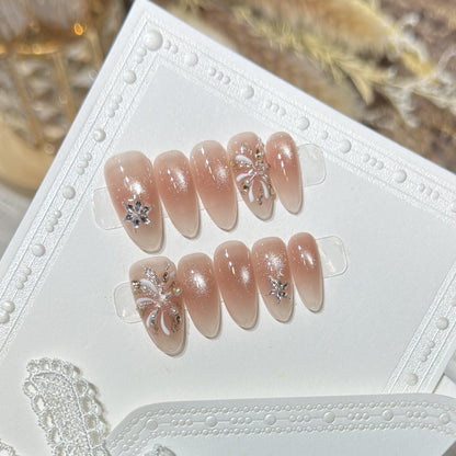 Elegant Press-On Nail Set with Decorative Star Accents Acalora