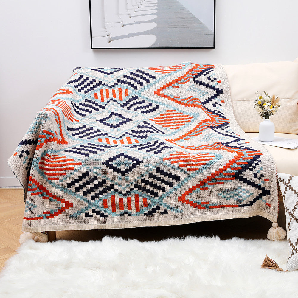 Aztec Patterned Knit Throw Blanket