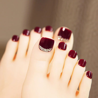 Premium Rhinestone-Accent Press-On Toenail Set Acalora