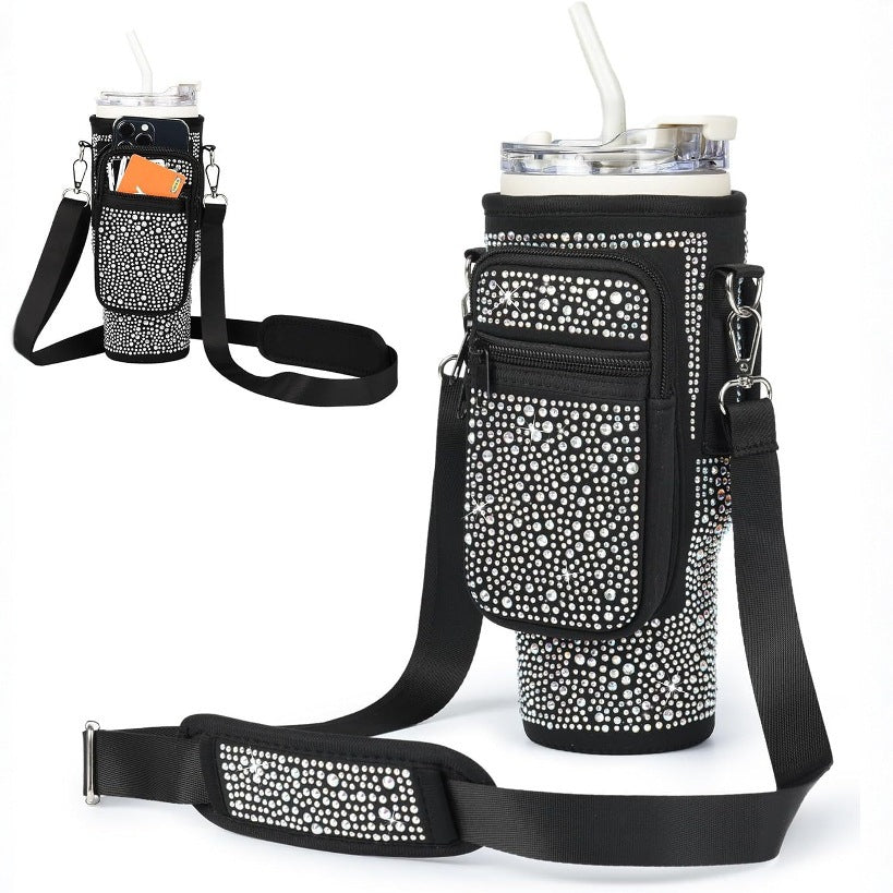 Ladies trendy and sparkling drinking bottle with shoulder bag Bowlift