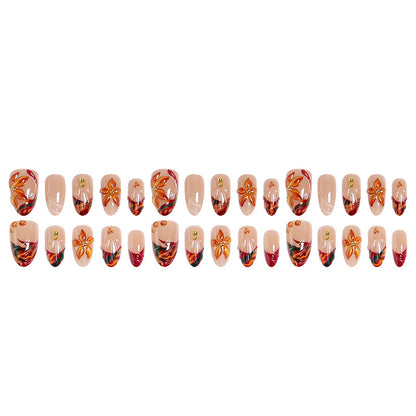Art nail set with floral 3D applications and elegant glitter elements Acalora