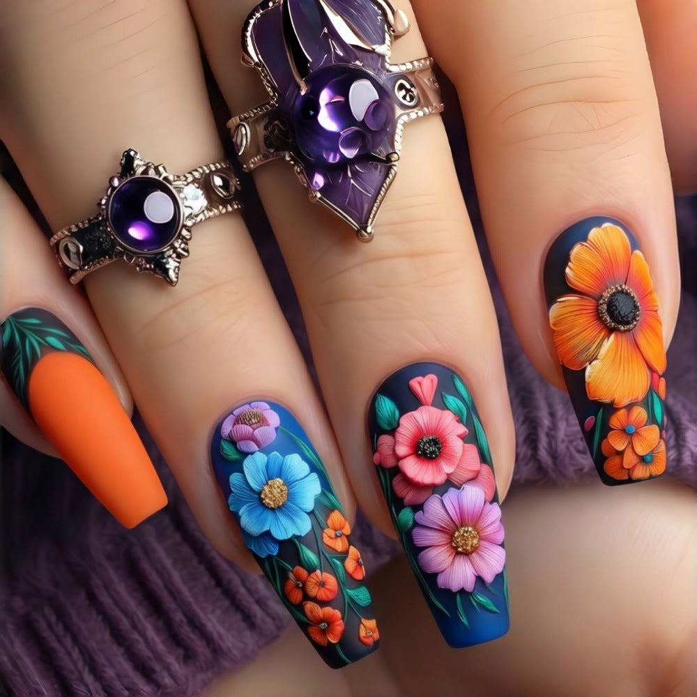 Art Nail Set with Floral Patterns Acalora