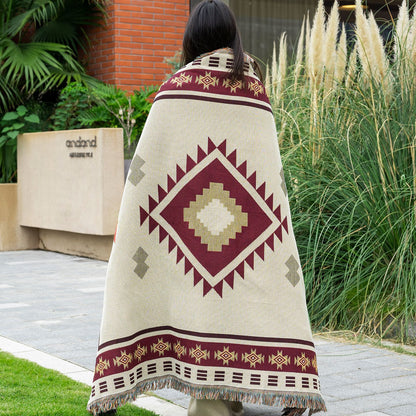 Decorative Geometric Fringe Throw Blanket