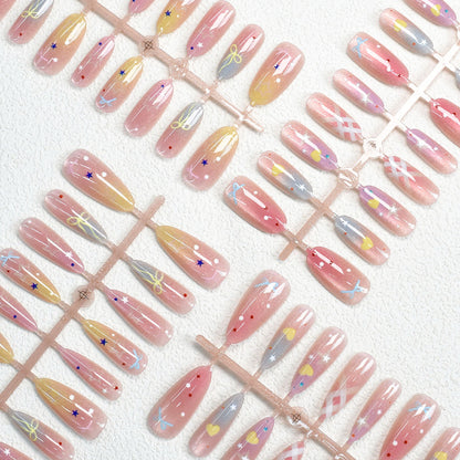 Colorful Patterned Press-On Nail Art Set Acalora