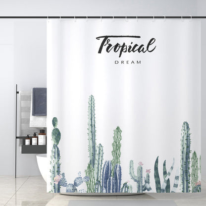 Tropical Cactus-Themed Shower Curtain