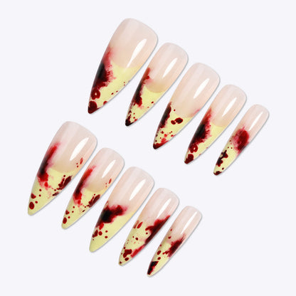 Artistic Stiletto Press-On Nail Set with Dripping Design Acalora