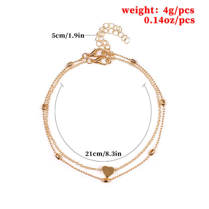 Double Layered Heart Charm Necklace Acalora
