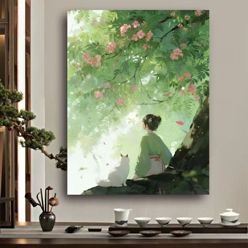 Whimsical Cat Watercolor Wall Art