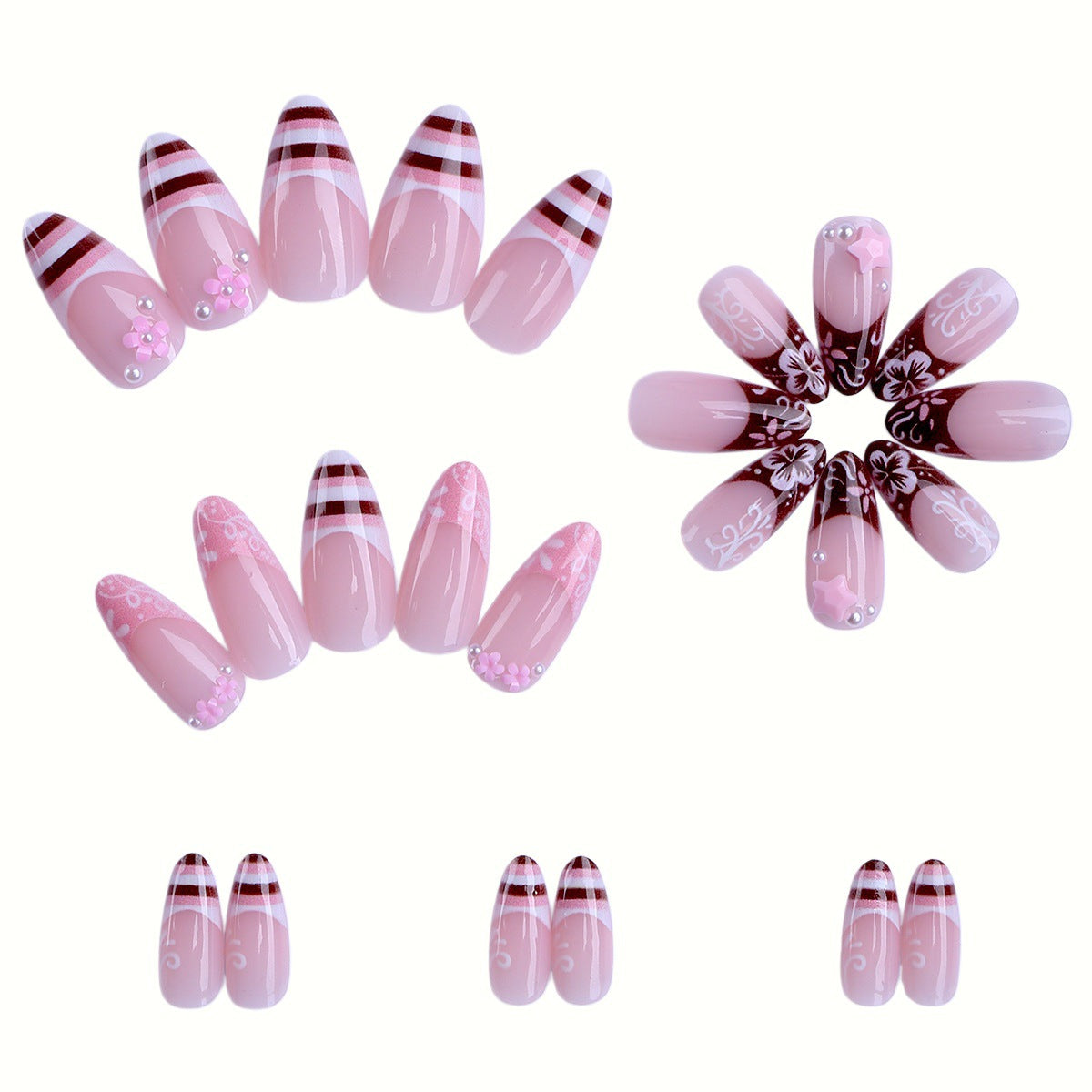 Artistic Floral Press-On Nail Enhancements Acalora