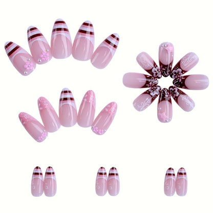 Artistic Floral Press-On Nail Enhancements Acalora