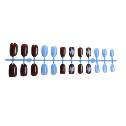 Decorative Press-On Nail Set with Star and Glossy Finish Acalora