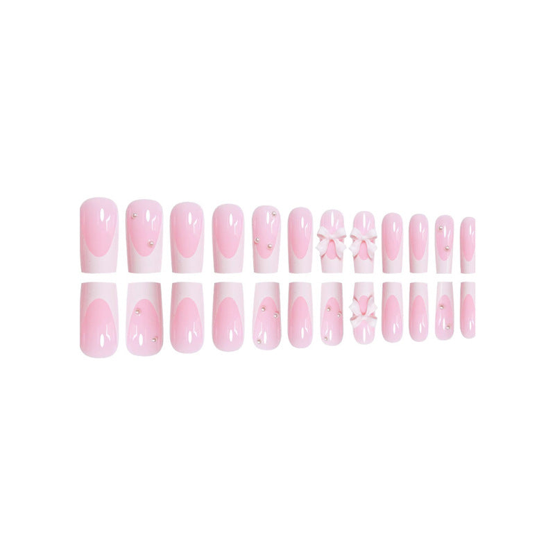 Decorative Press-On Nails with Bow Accents Acalora