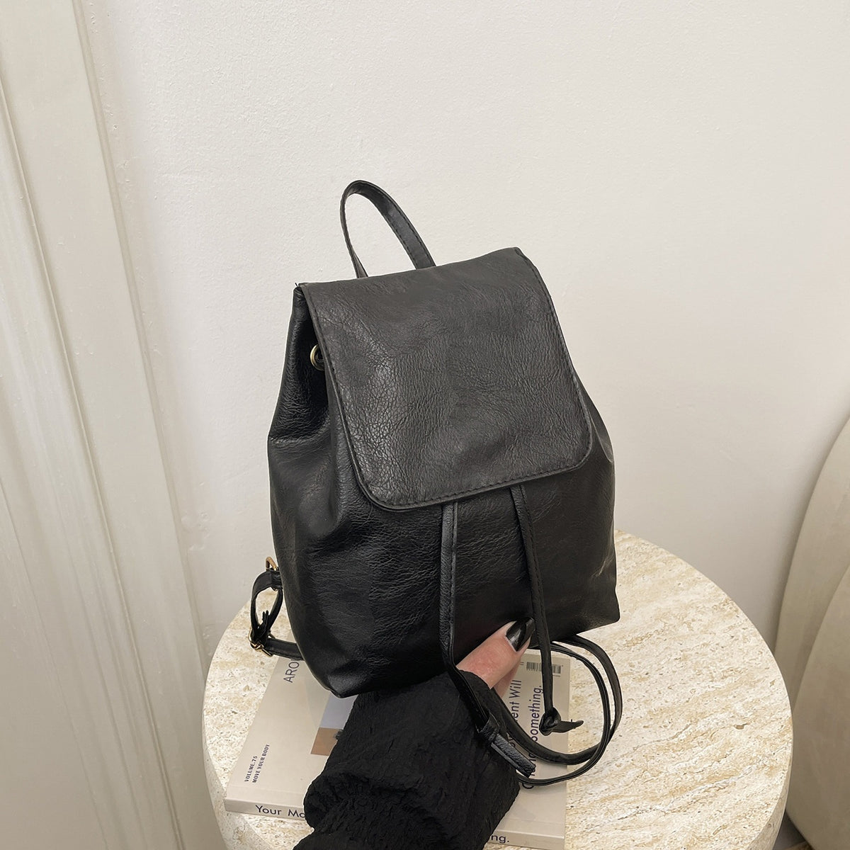 Cute Cat-Themed Faux Leather Backpack Acalora