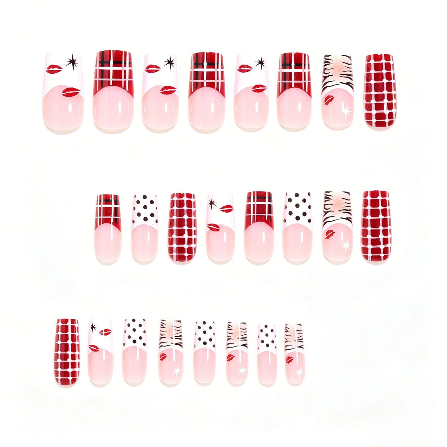 Artistic Press-On Nail Set with Unique Patterns Acalora