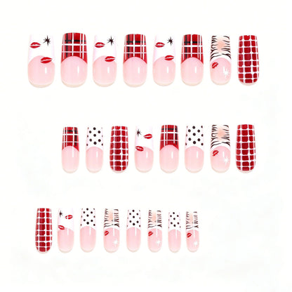 Artistic Press-On Nail Set with Unique Patterns Acalora