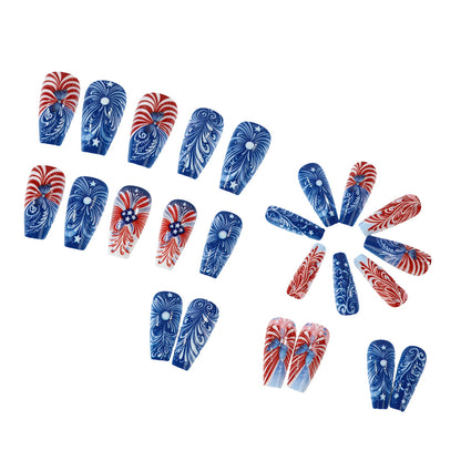 Patriotic design artificial nails Acalora