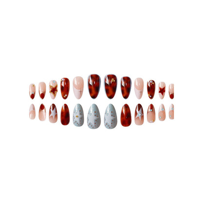 Decorative Stiletto Press-On Nails with Gemstone Accents Acalora