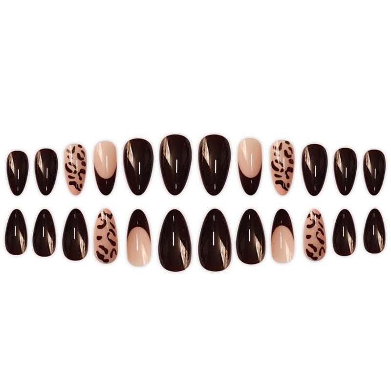 Elegant Stiletto Press-On Nails with Animal Print Design Acalora