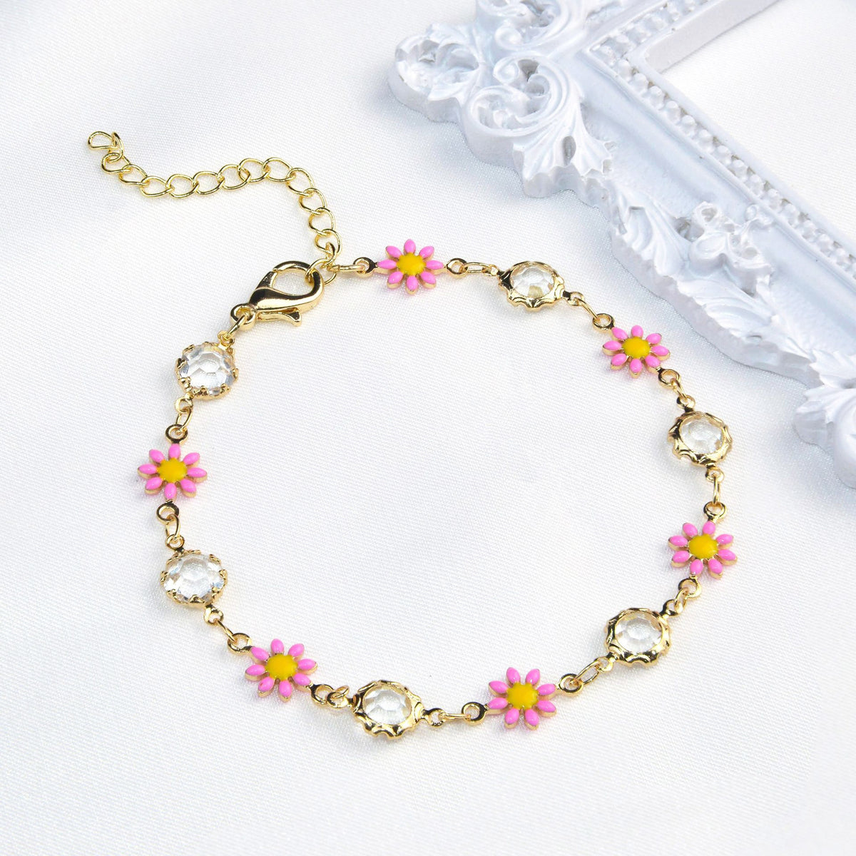 Floral Crystal Charm Bracelet Acalora