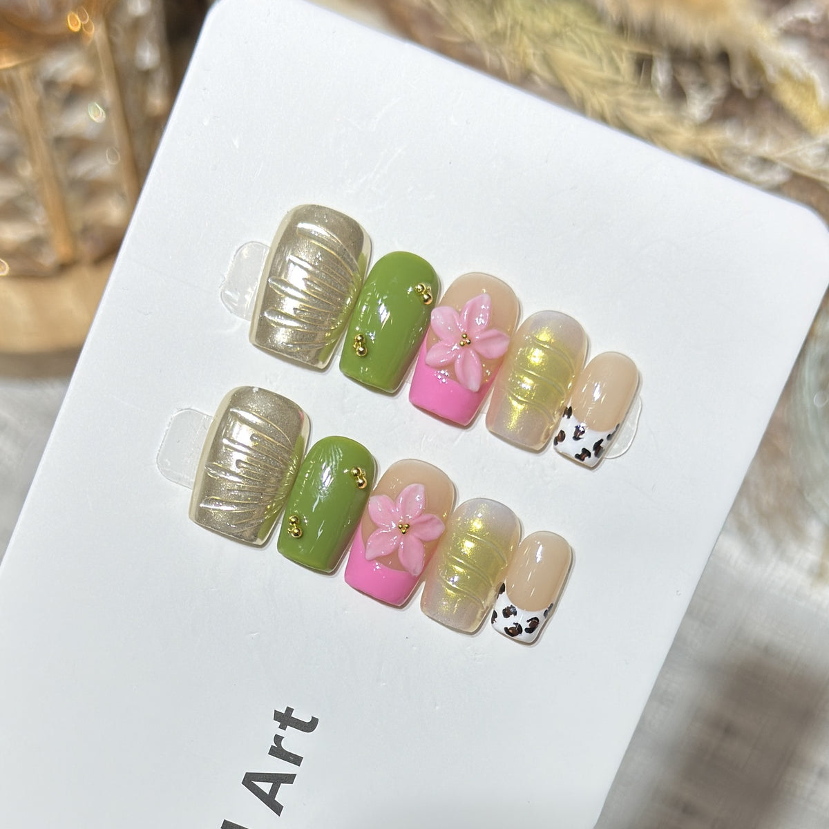 Designer Floral Acrylic Press-On Nail Set Acalora