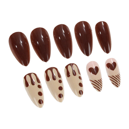 Artificial nails with creative heart and chocolate designs Acalora