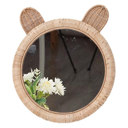 Round Wall Mirror with Rattan Design Acalora