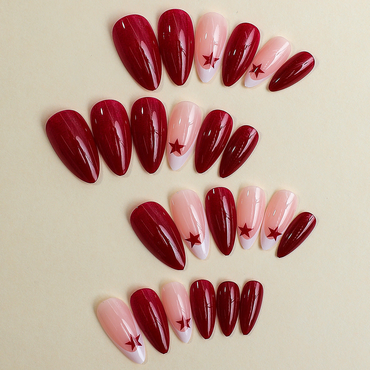 Premium Press-On Nail Set with Star and Glossy Design Acalora