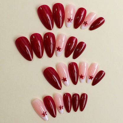 Premium Press-On Nail Set with Star and Glossy Design Acalora