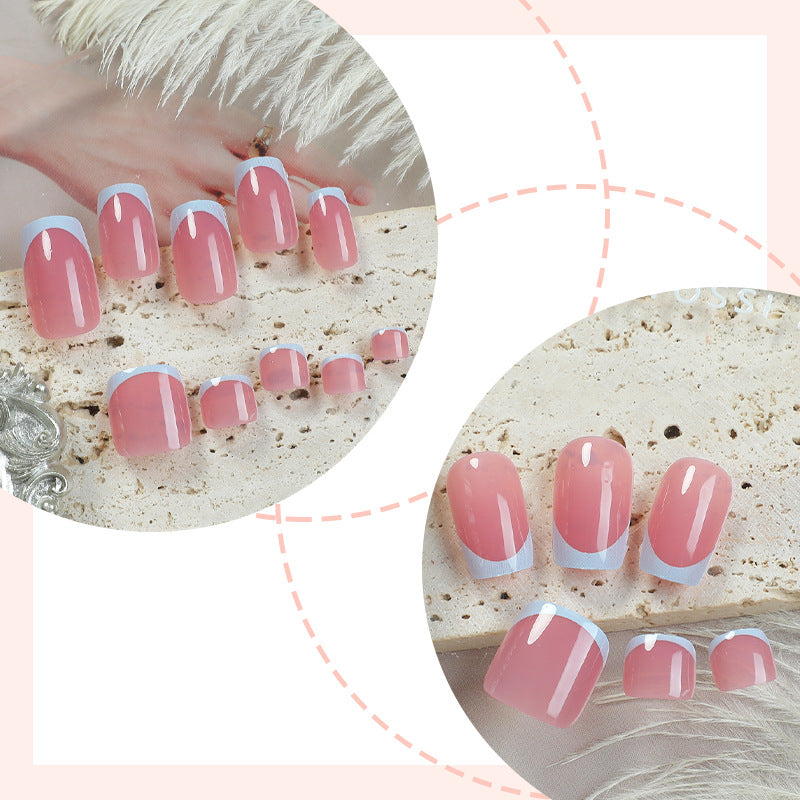 Artistic French Tip Press-On Nails Set Acalora