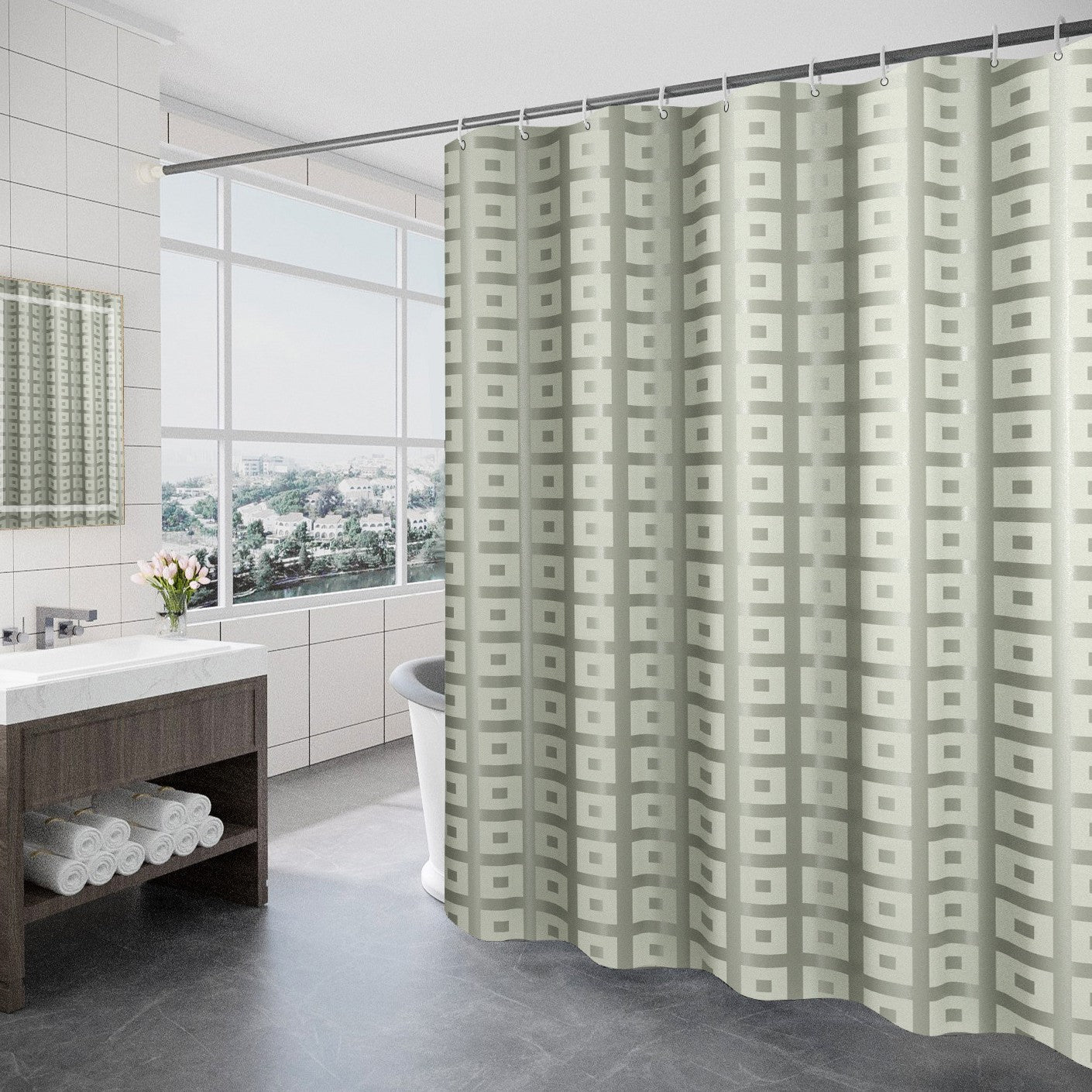 Modern Geometric Shower Curtain