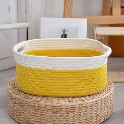 Natural storage basket with ribbons Acalora