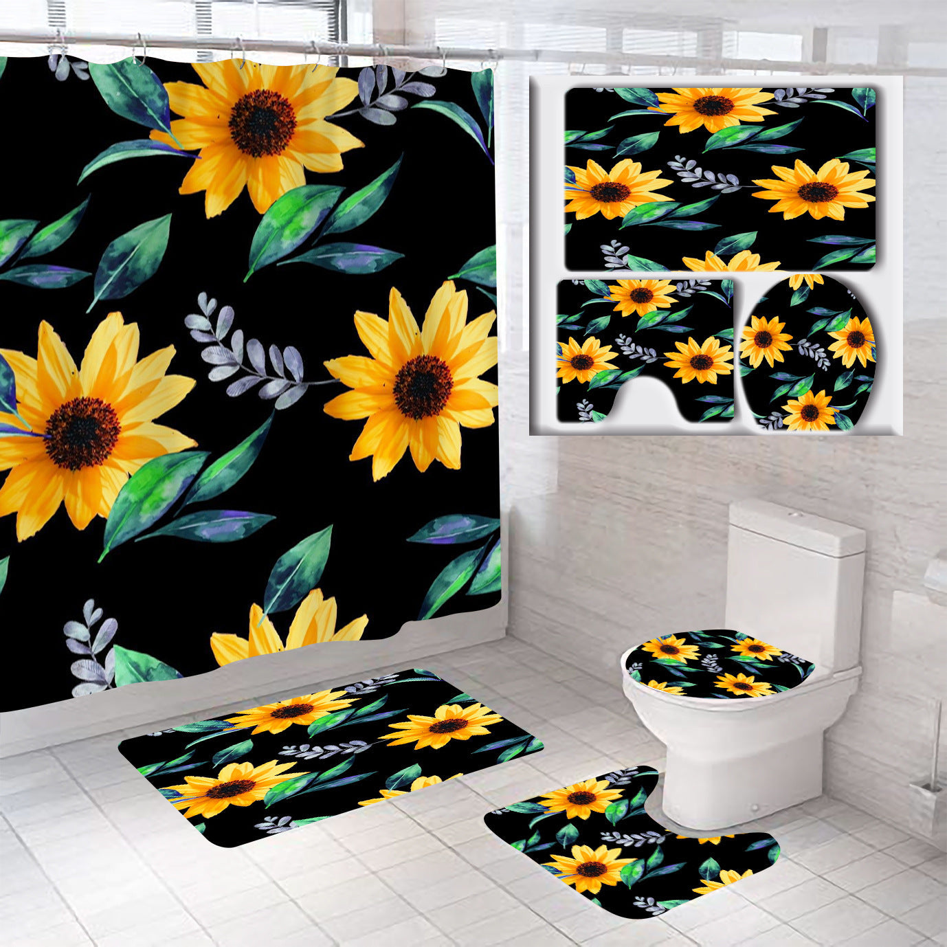 Floral Theme Bathroom Décor Set
