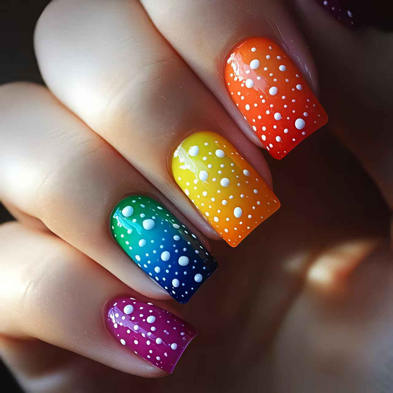 Vibrant Gradient Nail Art Acalora