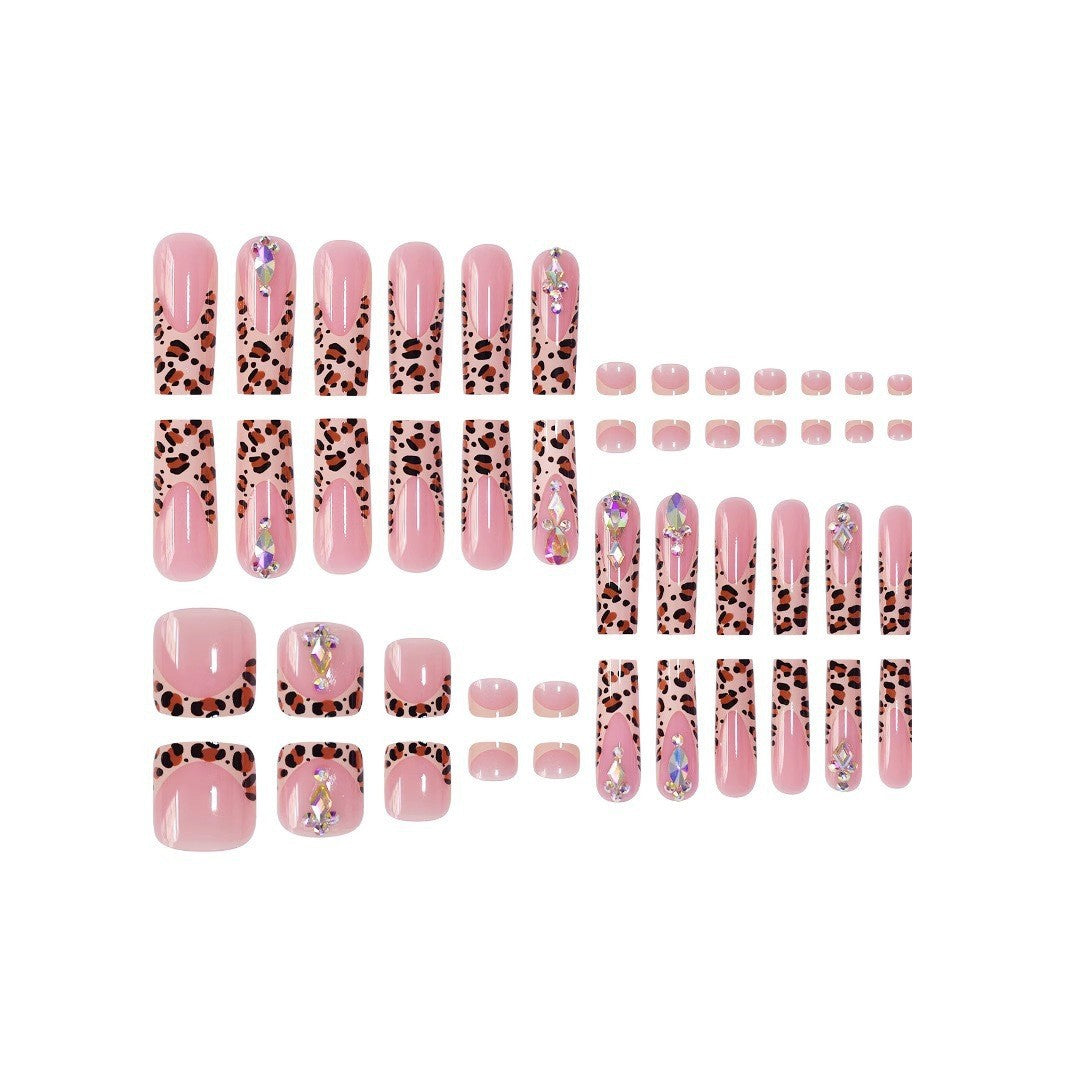 Artistic 3D Decorative Press-On Nail Set with Animal Print Accents Acalora