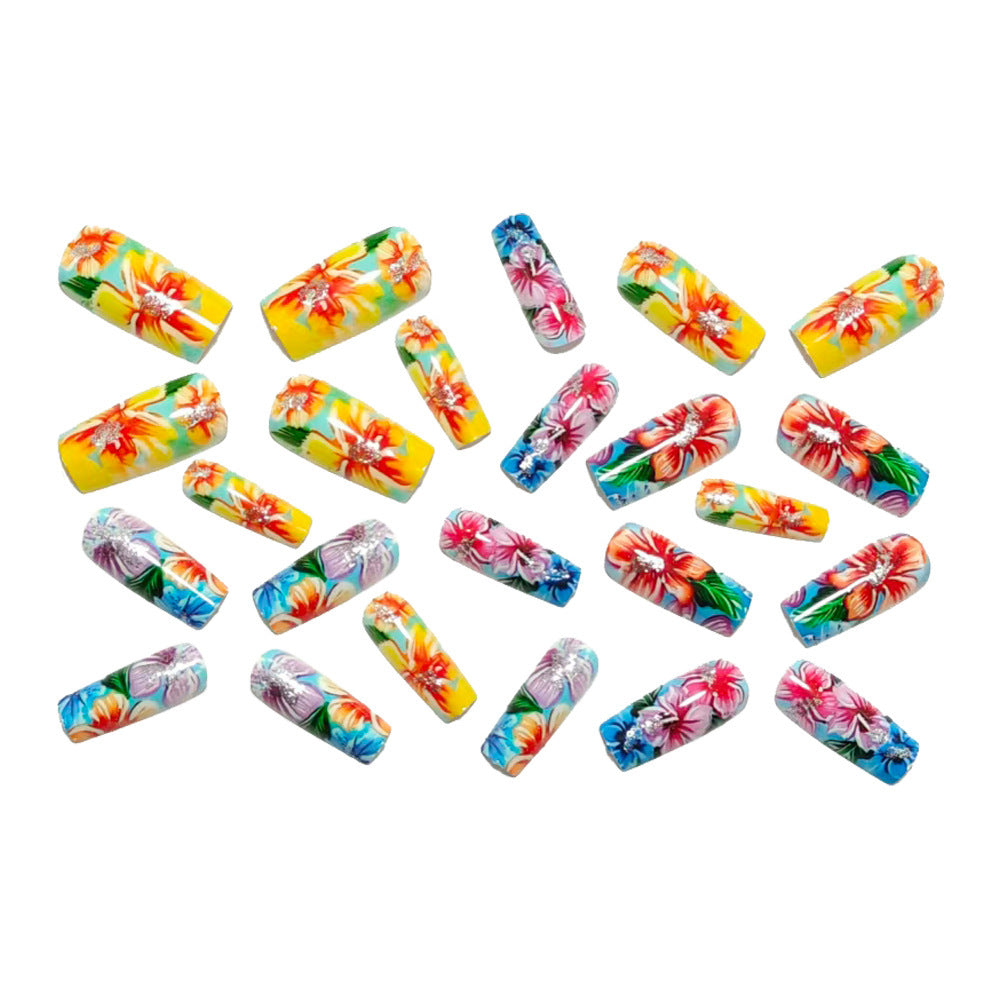 Acrylic Nail Set with Floral Designs Acalora