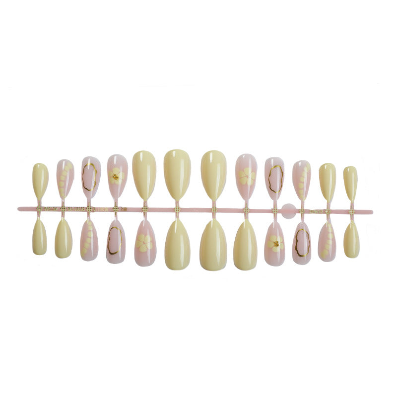 Decorative Press-On Nail Set with Floral and Glossy Design Acalora