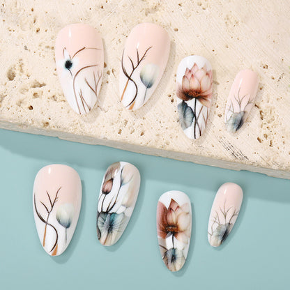 Artificial nail set with floral and artistic motifs Acalora